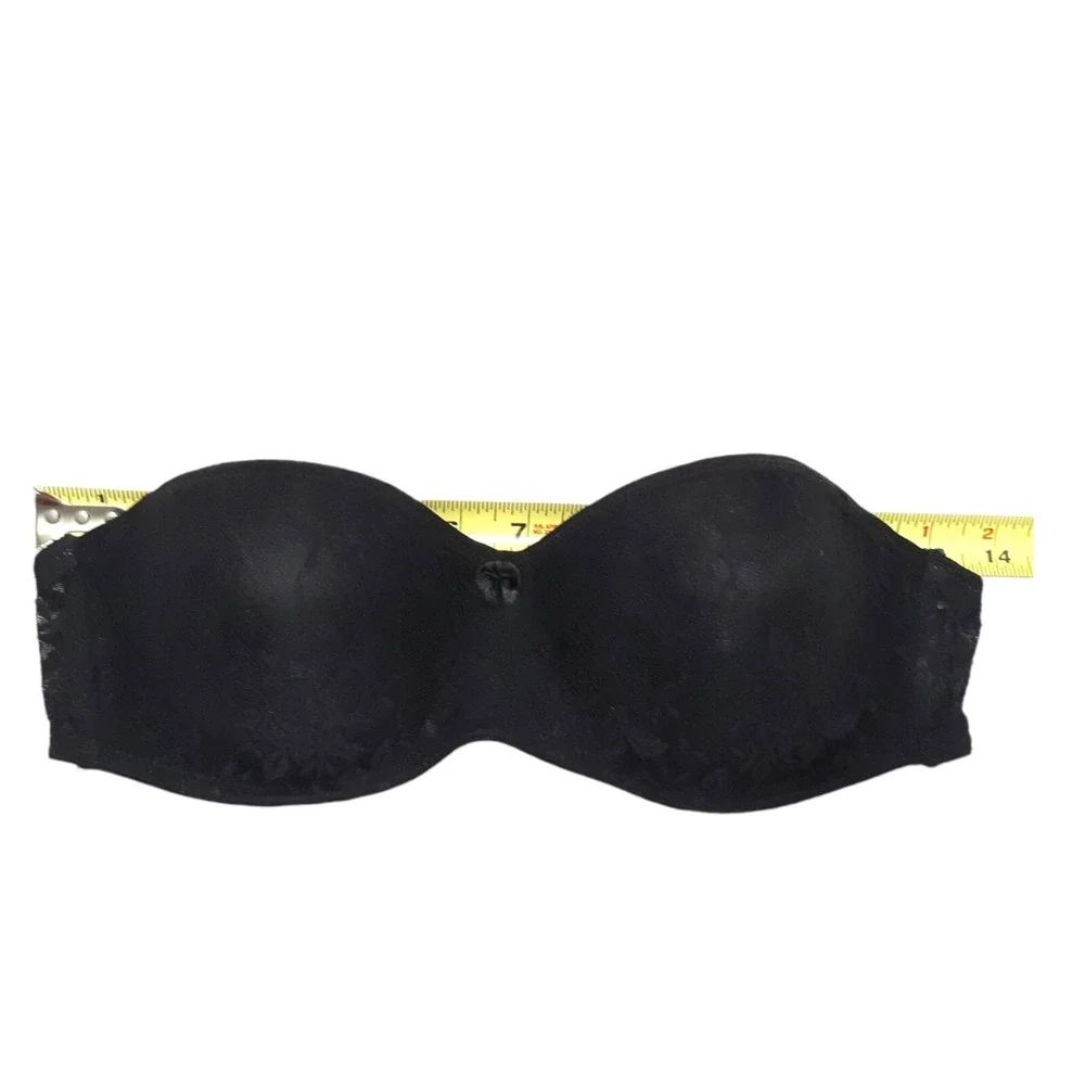 Rene Rofe Bra 36B Black Strapless Floral Lace Padded Underwired‎ Womens - Picture 3 of 11